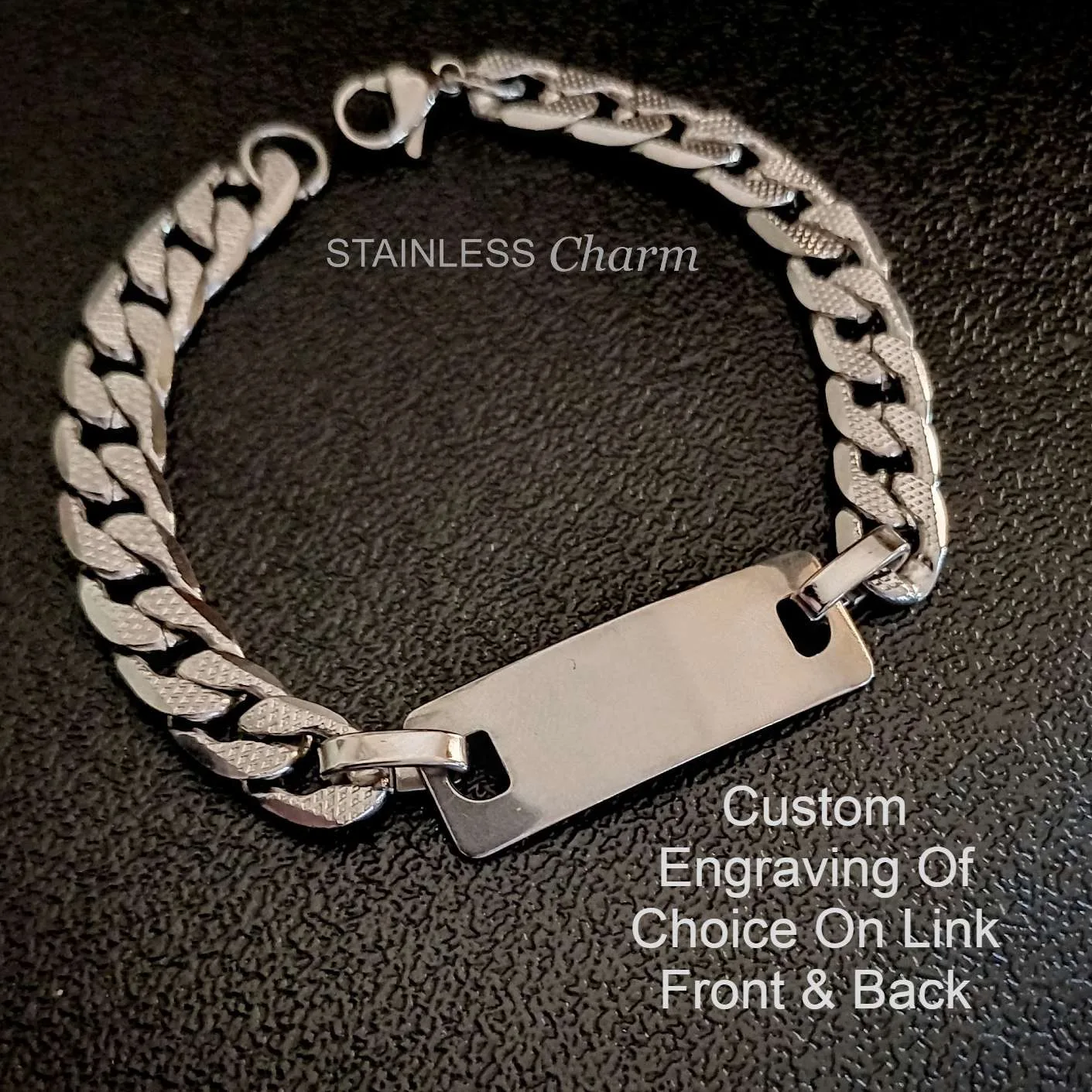 SCBSS006 The Guardian Stainless Steel Medical Alert Curb Chain Bracelet - MedAlert SA