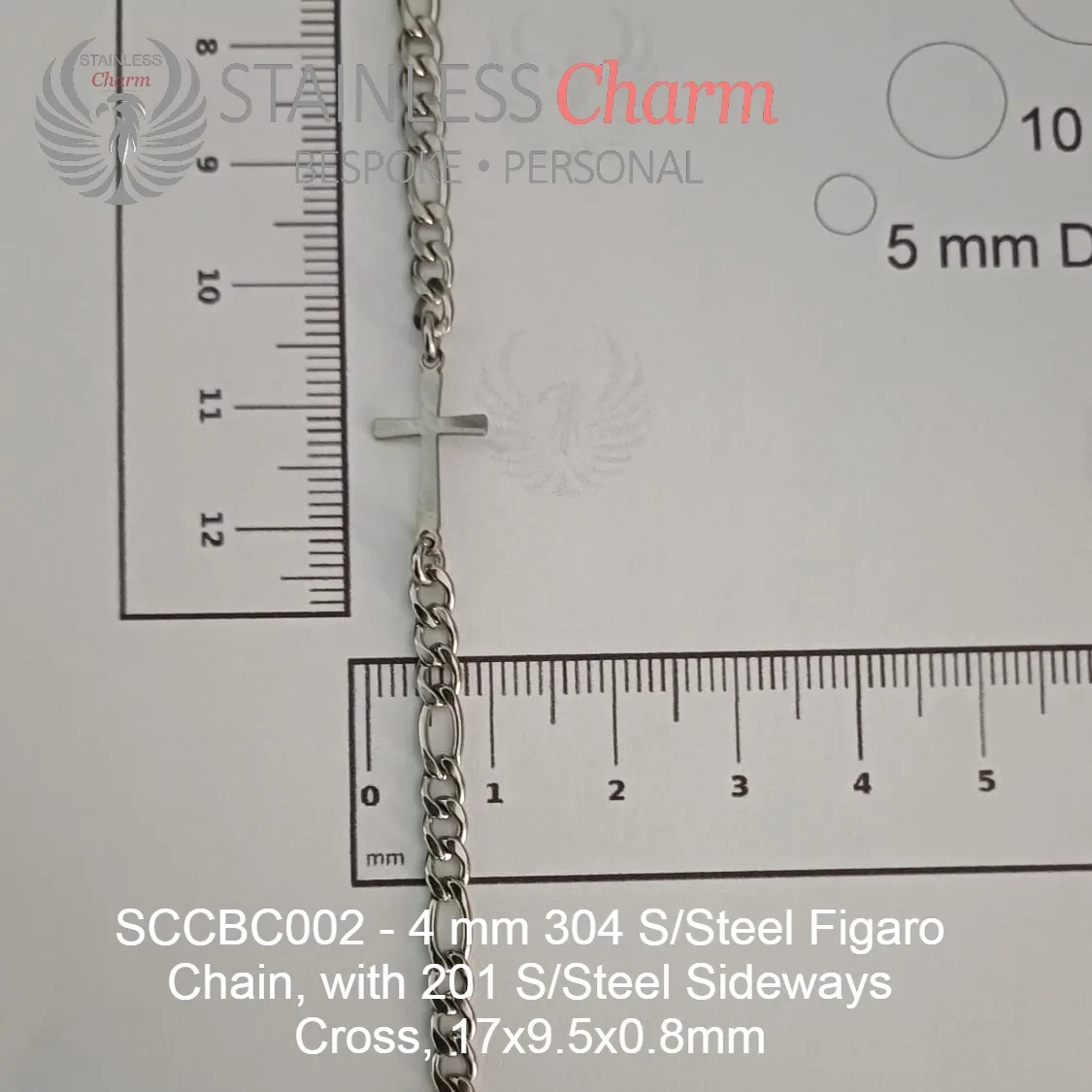 Sideways Cross Charm Bracelet - SCCBC002 - Image 2