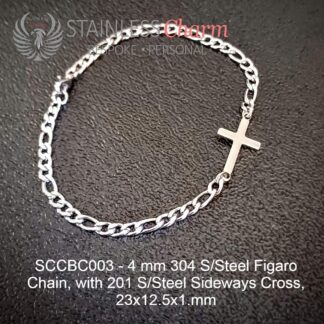 Sideways Cross Charm Bracelet - SCCBC003