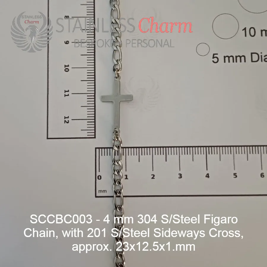 Sideways Cross Charm Bracelet - SCCBC003 - Image 2