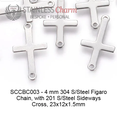 Sideways Cross Charm Bracelet - SCCBC003 - Image 3