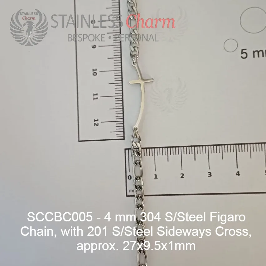 Sideways Cross Charm Bracelet - SCCBC005 - Image 2