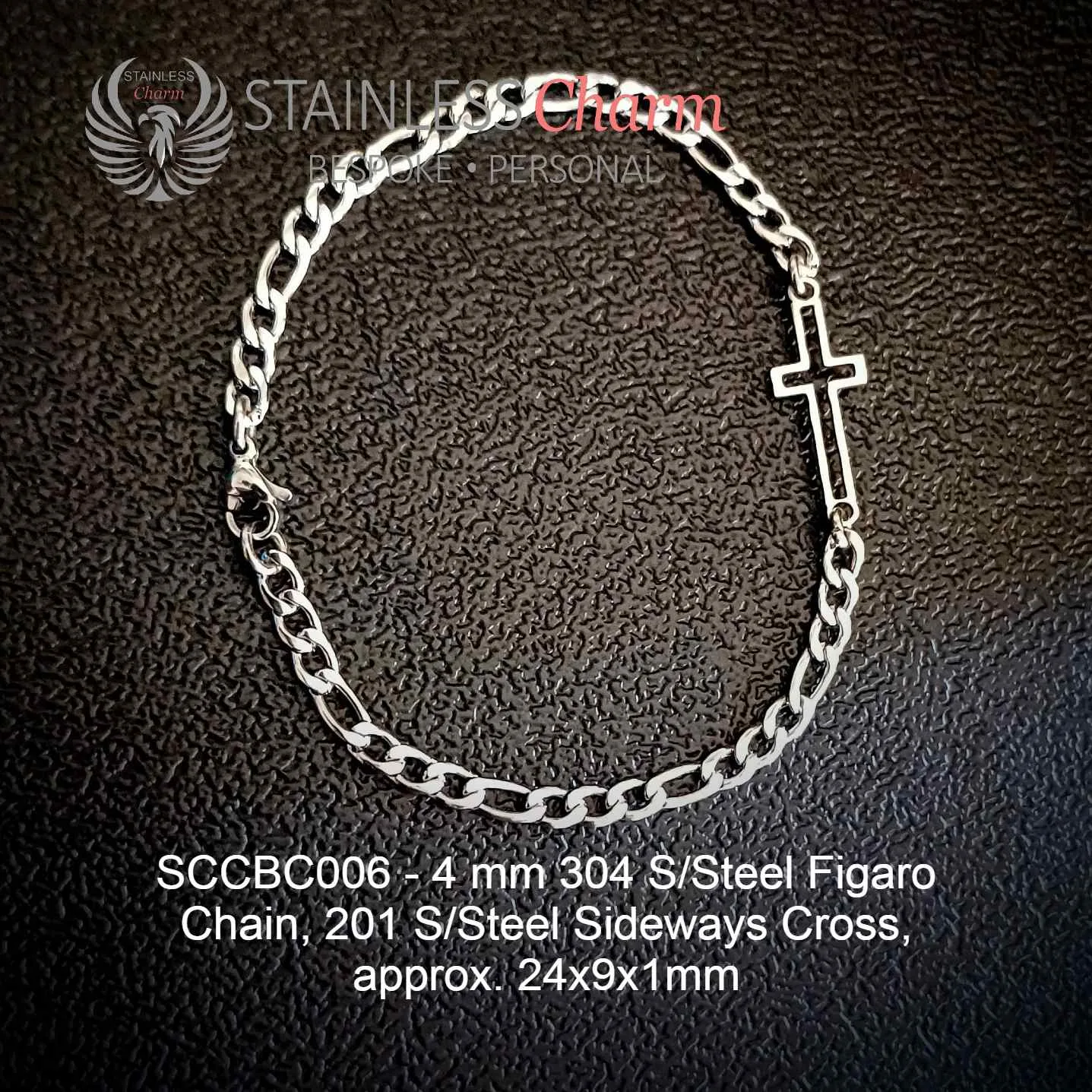 Sideways Cross Charm Bracelet - SCCBC006