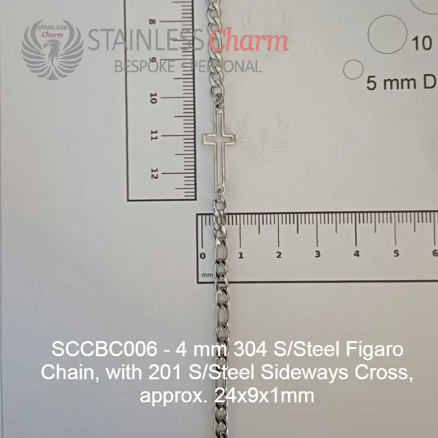 Sideways Cross Charm Bracelet - SCCBC006 - Image 2