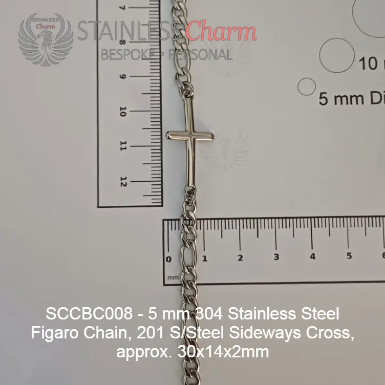 Sideways Cross Charm Bracelet - SCCBC008 - Image 2