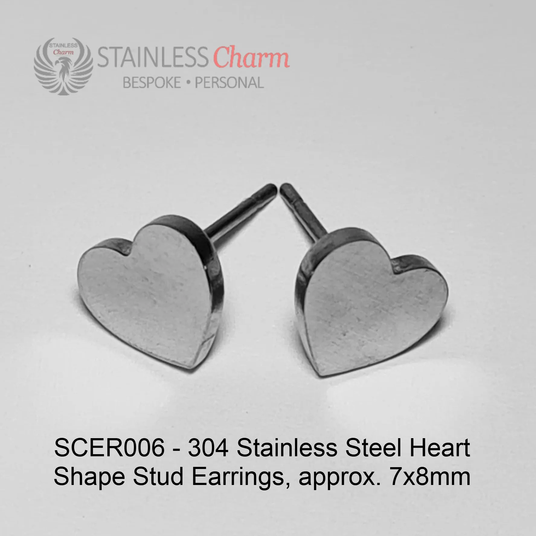 Heart Shape Stud Earrings - SCER006 - Image 4