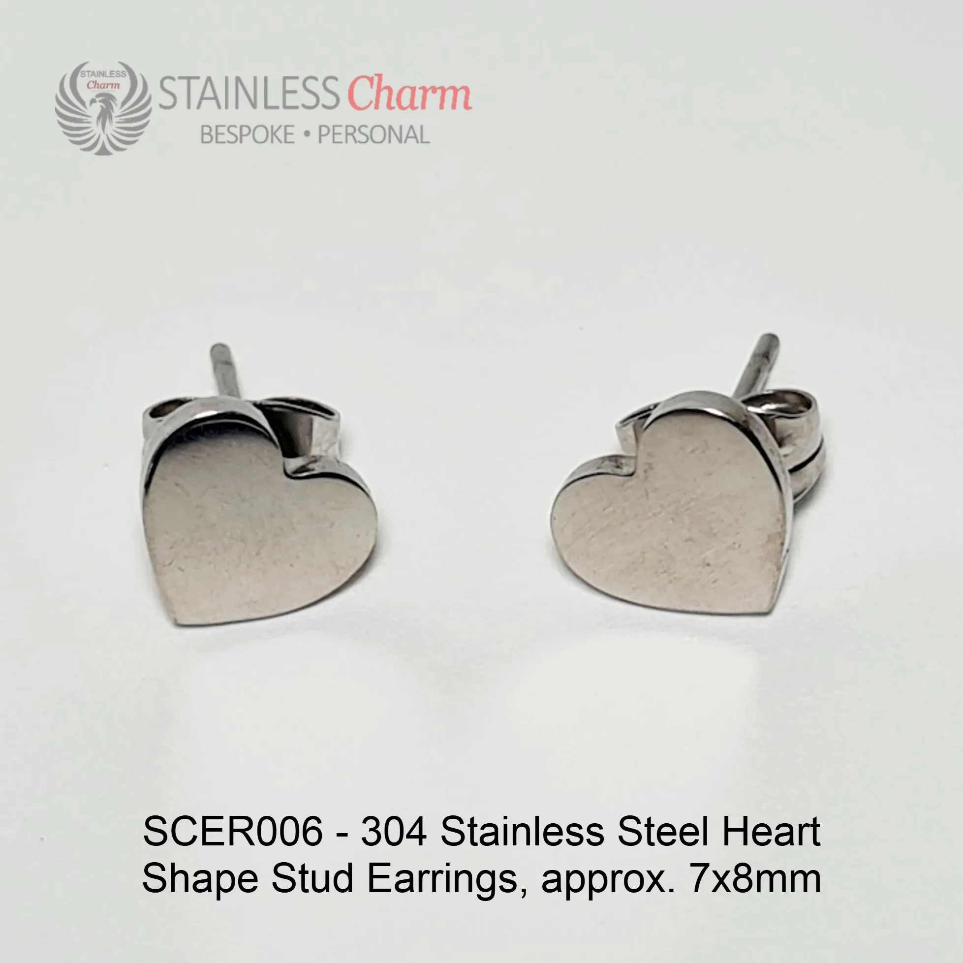 Heart Shape Stud Earrings - SCER006 - Image 3