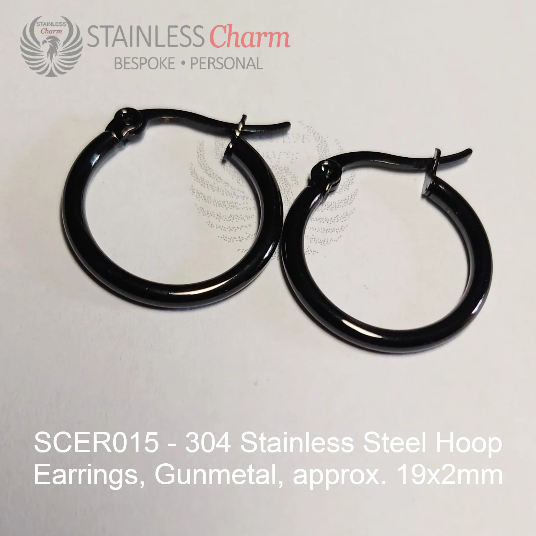 Hoop Gunmetal Earrings - SCER015 - Image 4