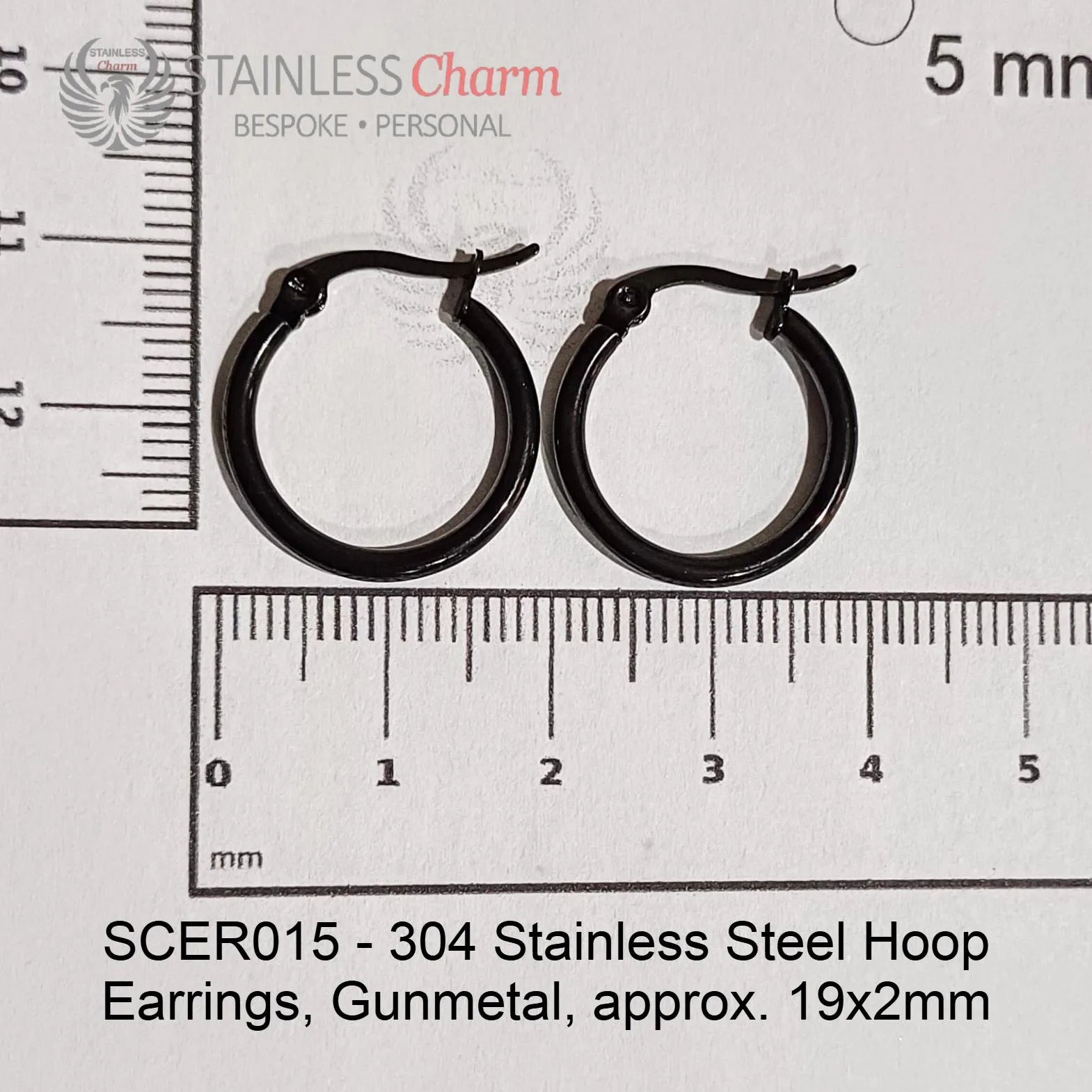 Hoop Gunmetal Earrings - SCER015 - Image 3