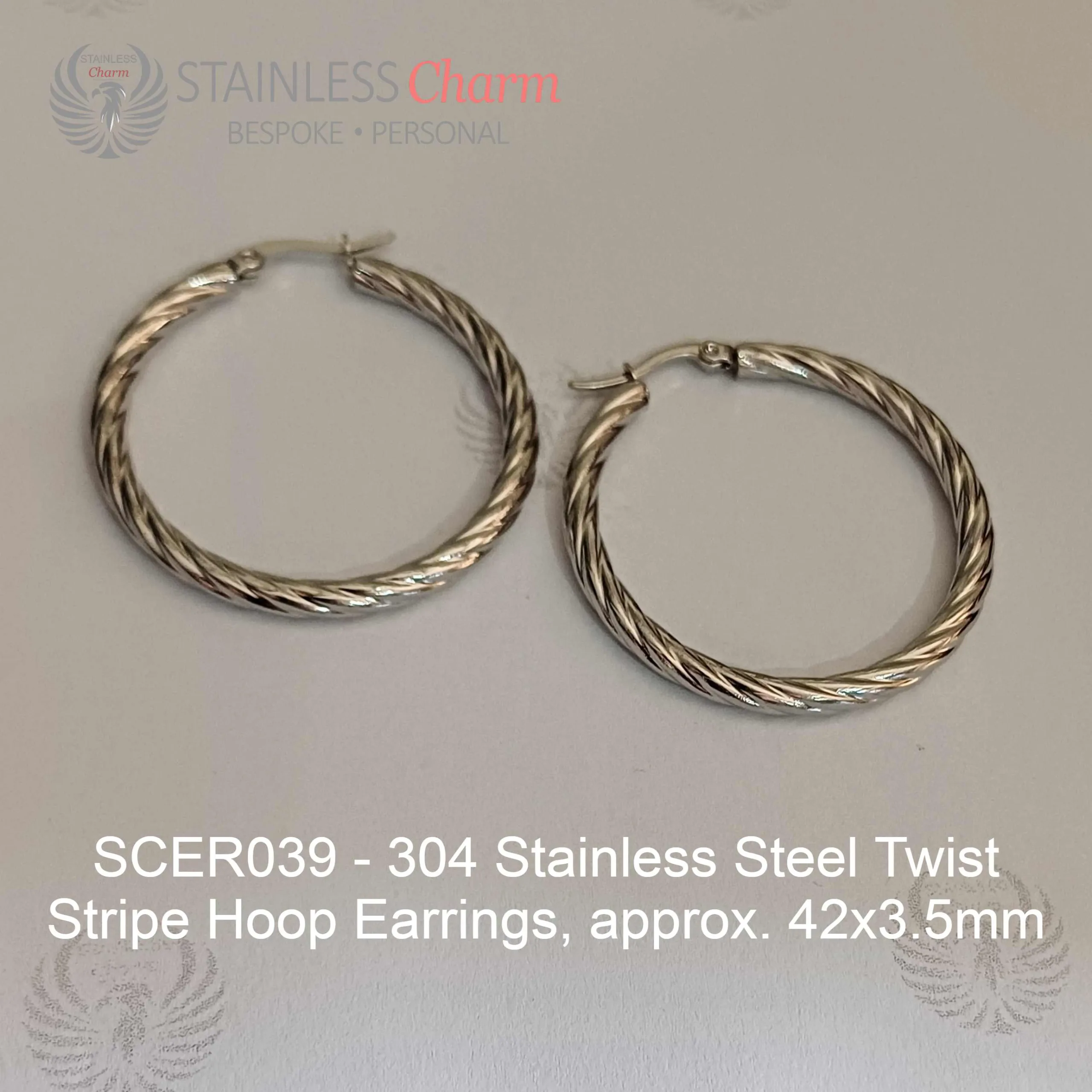 Twist Stripe Hoop Earrings - SCER039 - Image 4