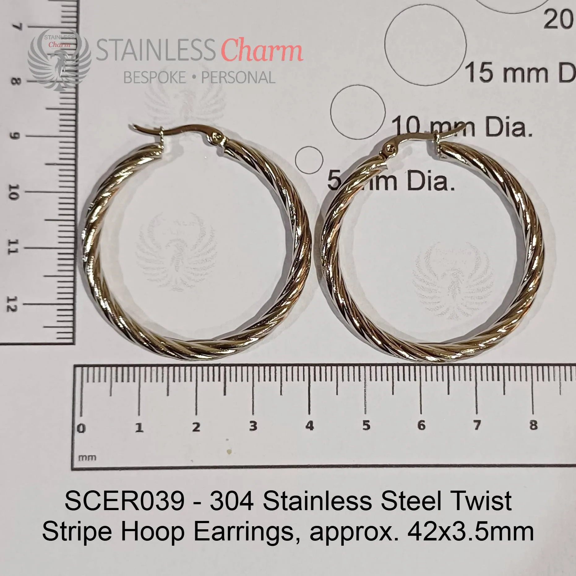 Twist Stripe Hoop Earrings - SCER039 - Image 3