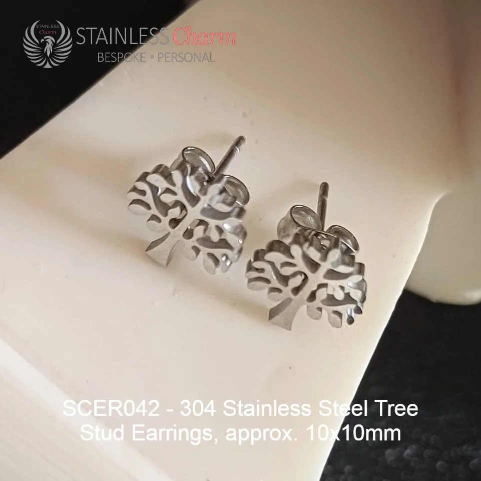 Tree Shape Stud Earrings - SCER042 - Image 4
