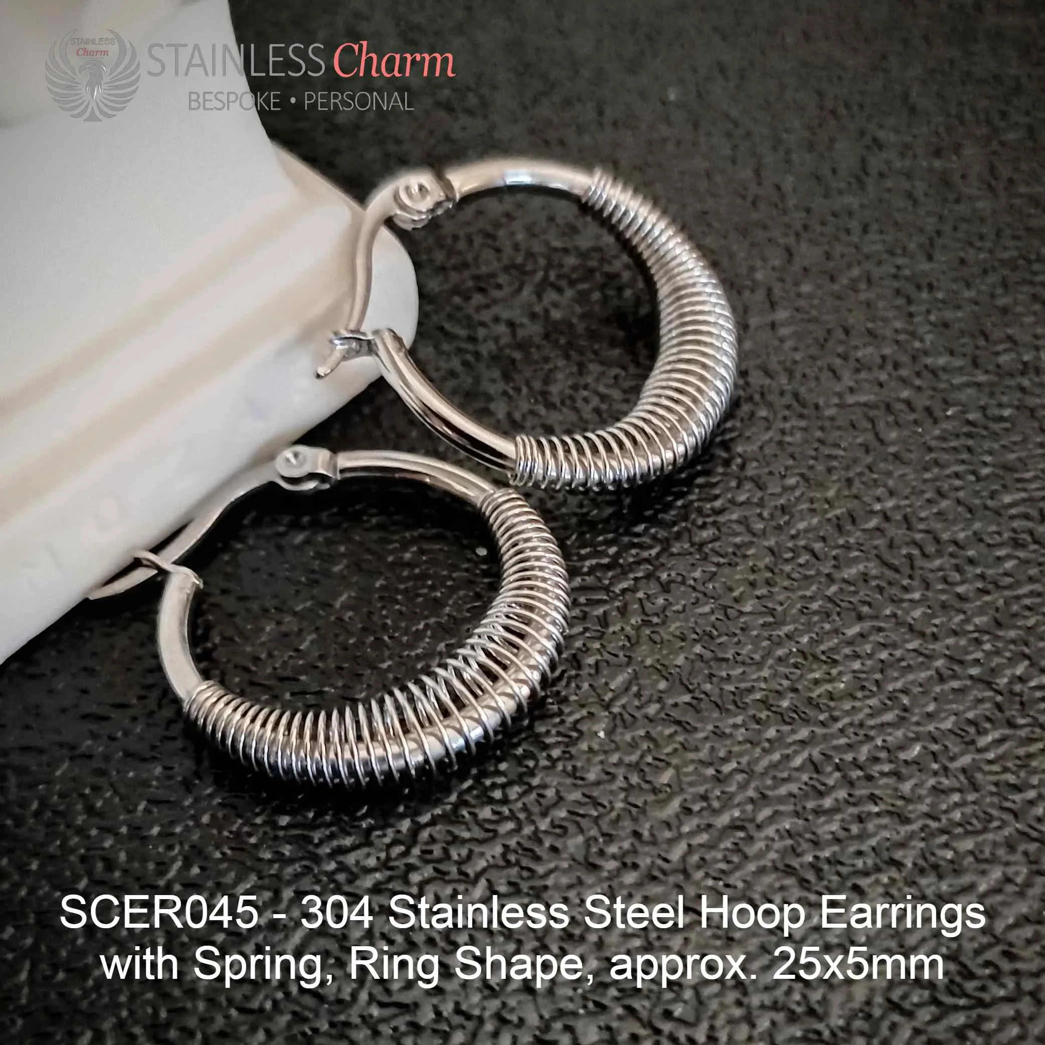 Hoop Earrings with Spring - SCER045 - Image 2