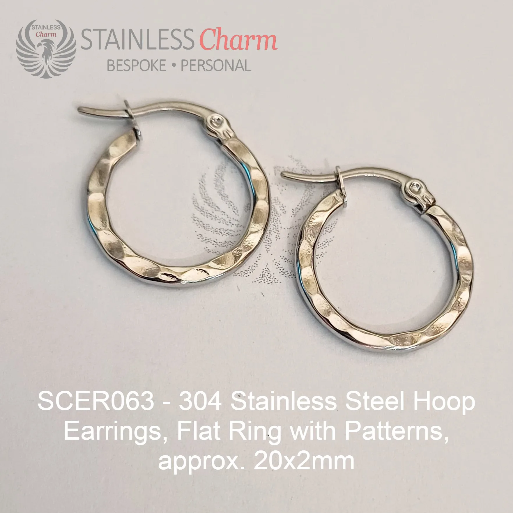 Hoop Earrings Flat with Pattern - SCER063 - Image 4