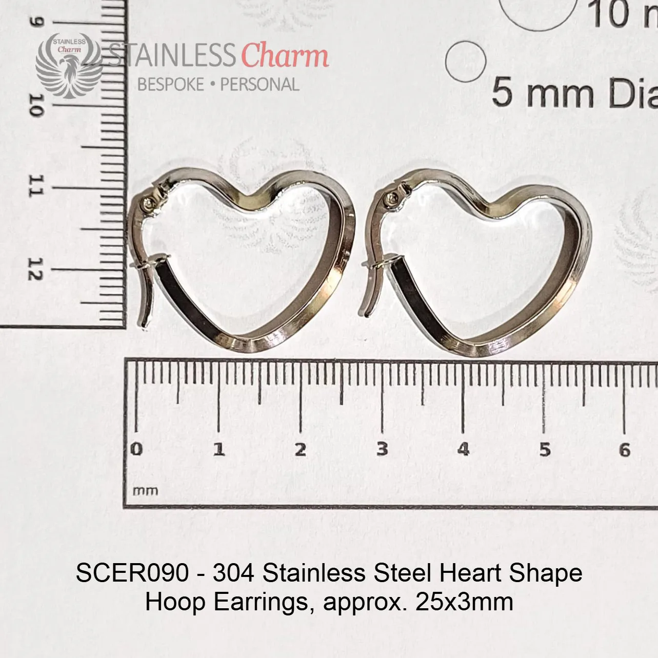 Heart Shape Hoop Earrings - SCER090 - Image 3