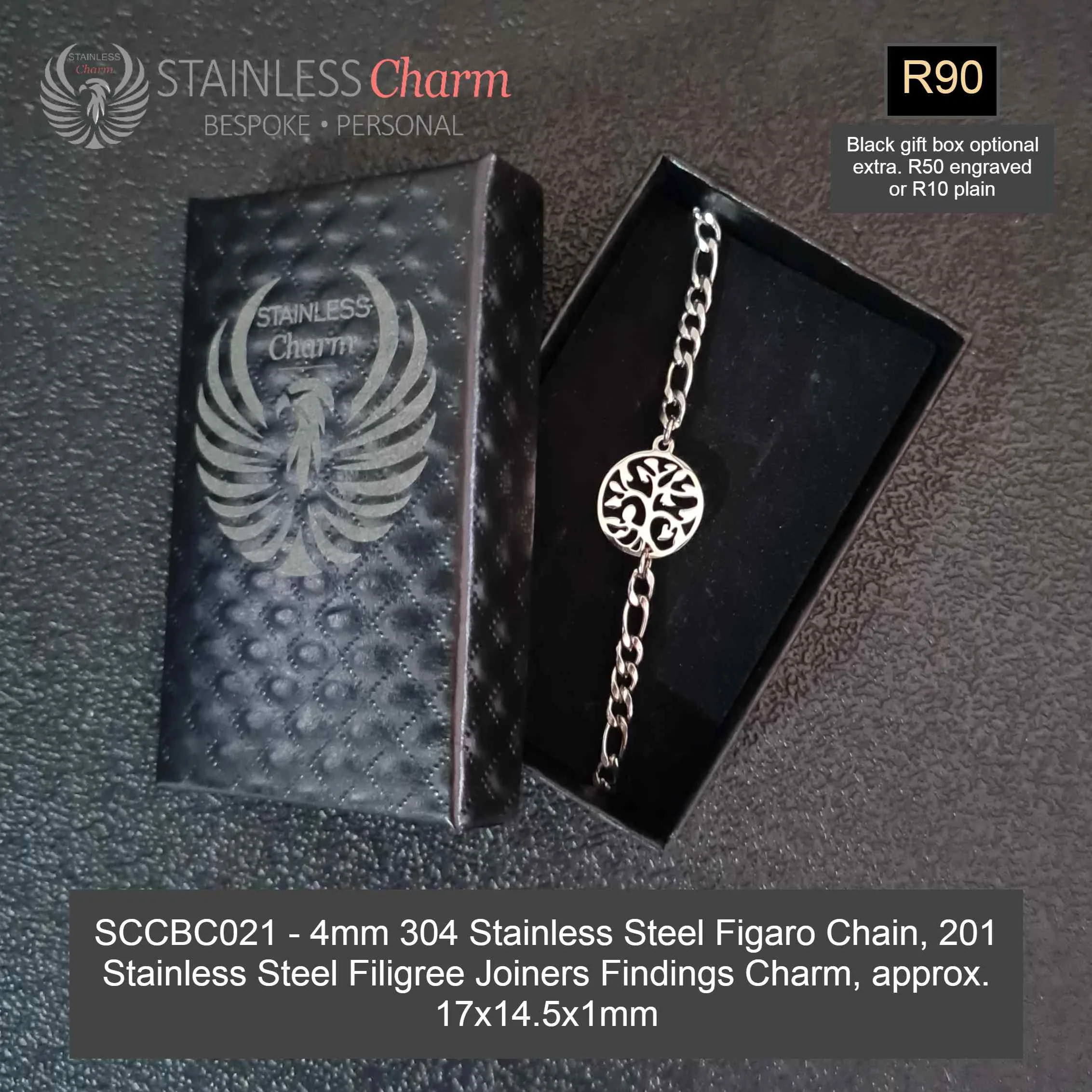 STAINLESS STEEL CHARM BRACELET