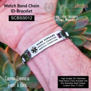 Stainless Steel ID Watch Band Bracelet