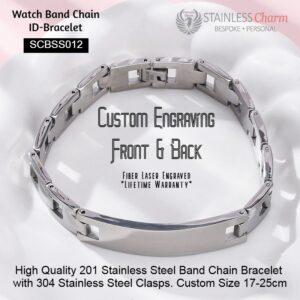 Stainless Steel ID Watch Band Bracelet
