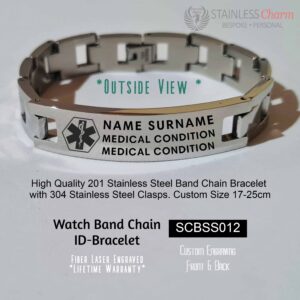 Stainless Steel ID Watch Band Bracelet