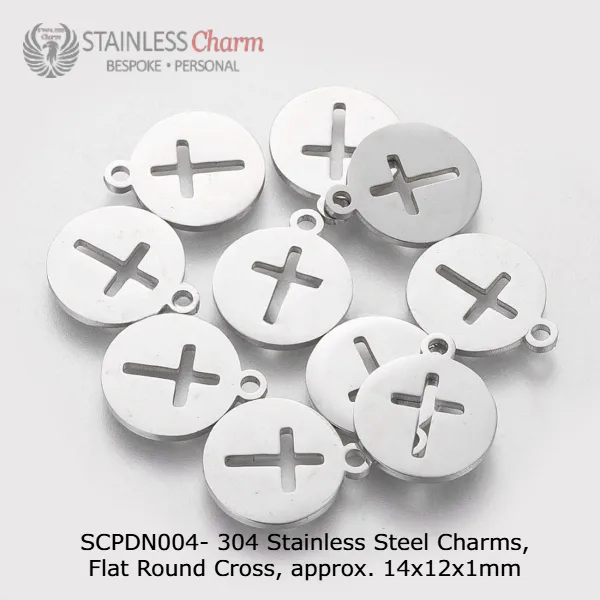 Cable Chain with Round Cross Pendant - SCPDN004 - Image 2