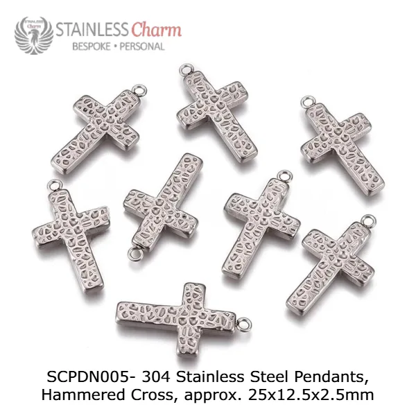 Cable Chain with Hammered Cross Pendant - SCPDN005 - Image 2