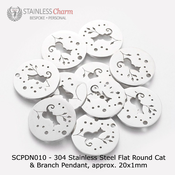 Cable Chain with Cat & Branch Pendant - SCPDN010 - Image 2