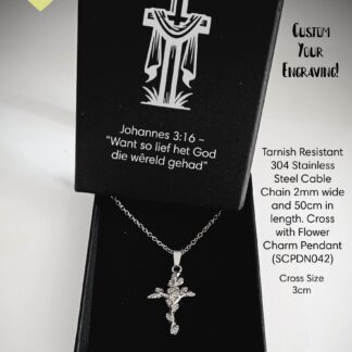 Passover Faith Cable Chain with Cross and Flower Pendant - SCPDN042PO