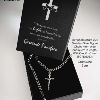 Passover Blessings Figaro Chain with Crucifix Pendant - SCPDN053PO