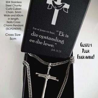 Passover Nails Chunky Curb Cuban Chain with Nails Cross Pendant - SCPDN059PO