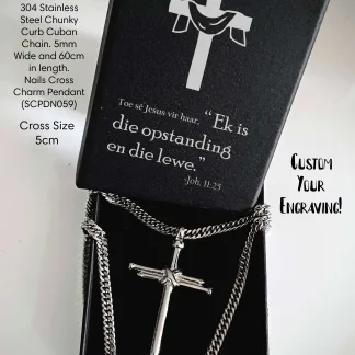 Passover Nails Chunky Curb Cuban Chain with Nails Cross Pendant - SCPDN059PO