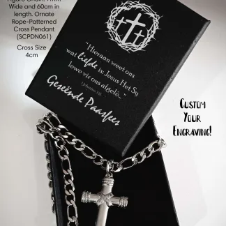 Passover Harmony Figaro Chain with Rope-Patterned Cross Pendant - SCPDN061PO
