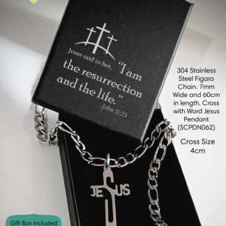 Passover Renewal Figaro Chain with "Jesus" Cross Pendant - SCPDN062PO