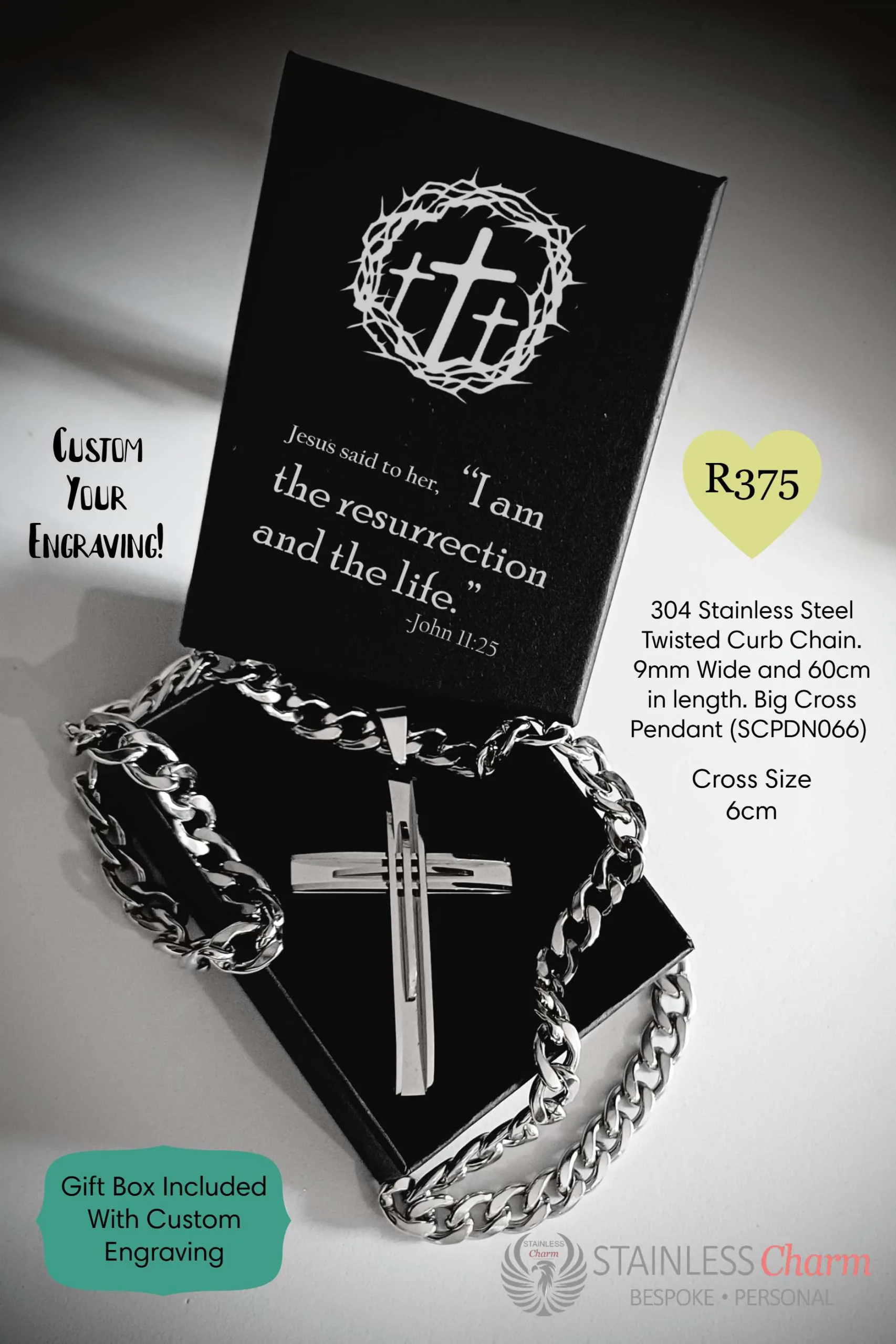 Passover Majesty Twisted Curb Chain with Geometric Cross Pendant - SCPDN066POE
