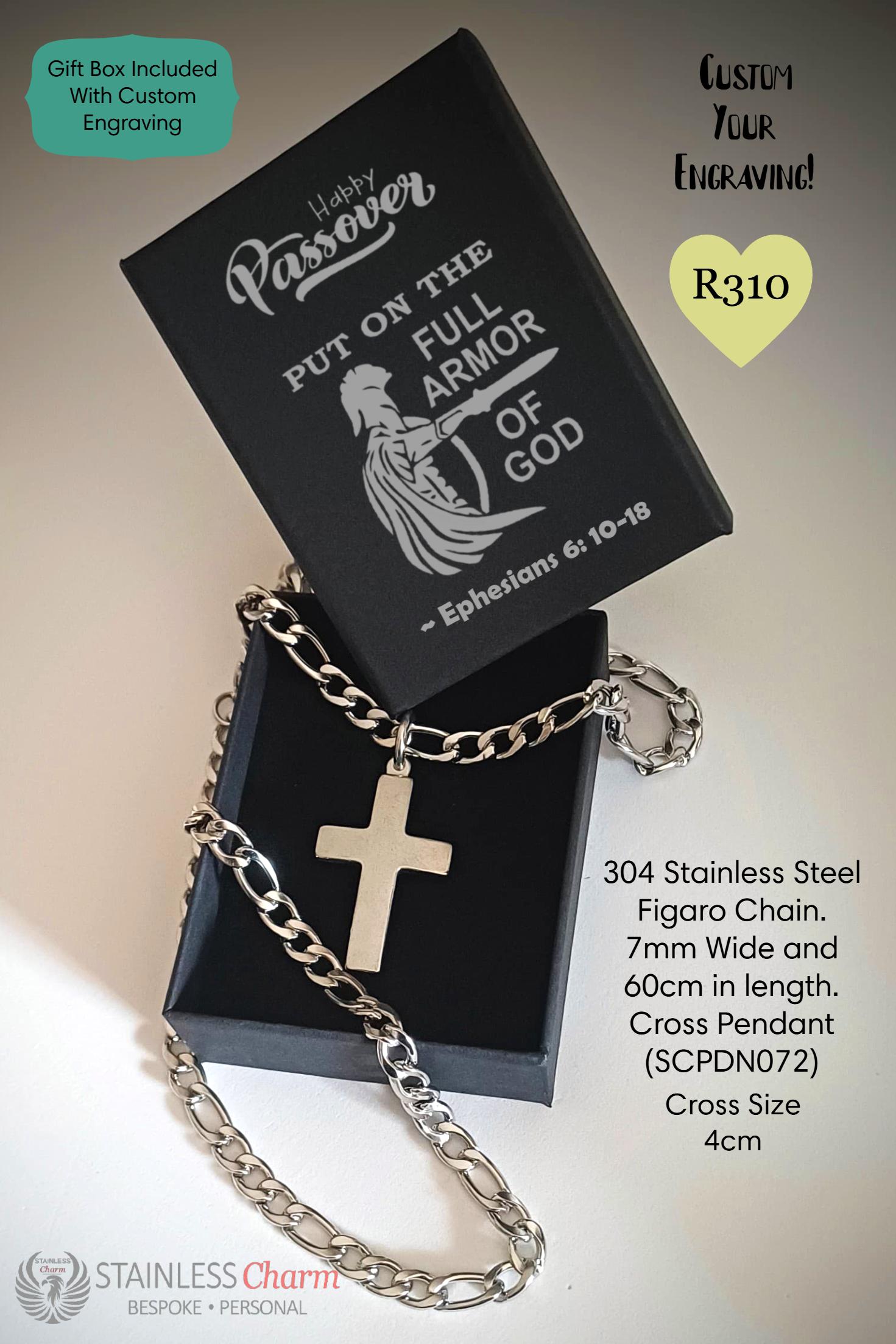 Passover Valor Figaro Chain with Cross Pendant - SCPDN072POE
