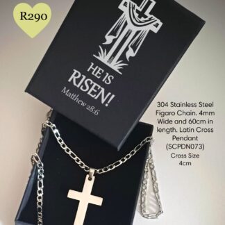 Resurrection Glory Figaro Chain with Latin Cross Pendant - SCPDN073POE