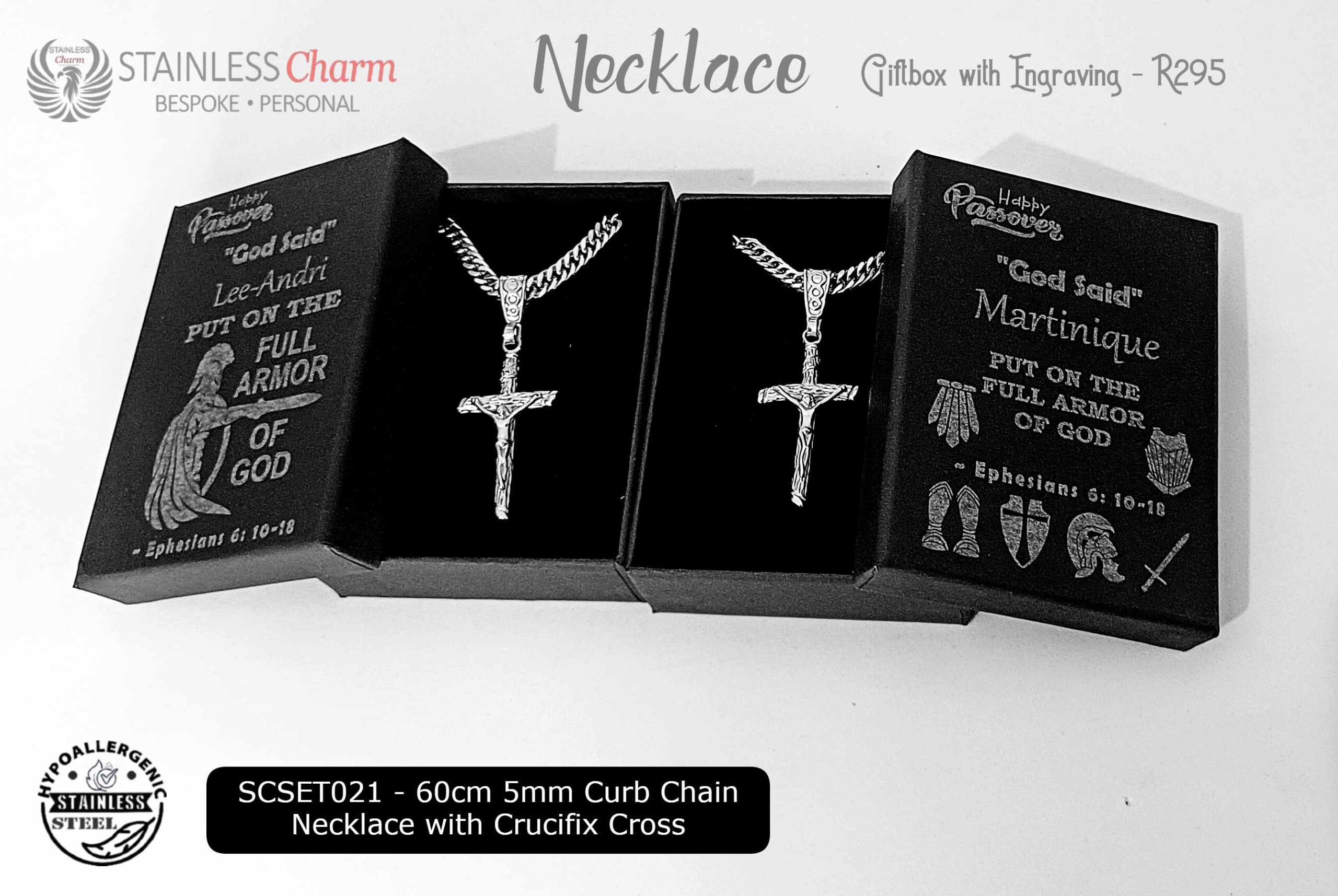 Gift Set - Crucifix Cross 5mm Curb Chain Necklace - SCSET021 - Image 3
