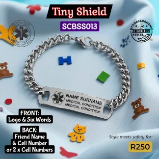 Tiny Shield ID Bracelet- Kids/Toddlers - SCBSS013