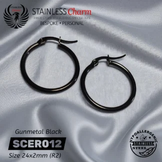 Hoop Gunmetal Earrings - SCER012