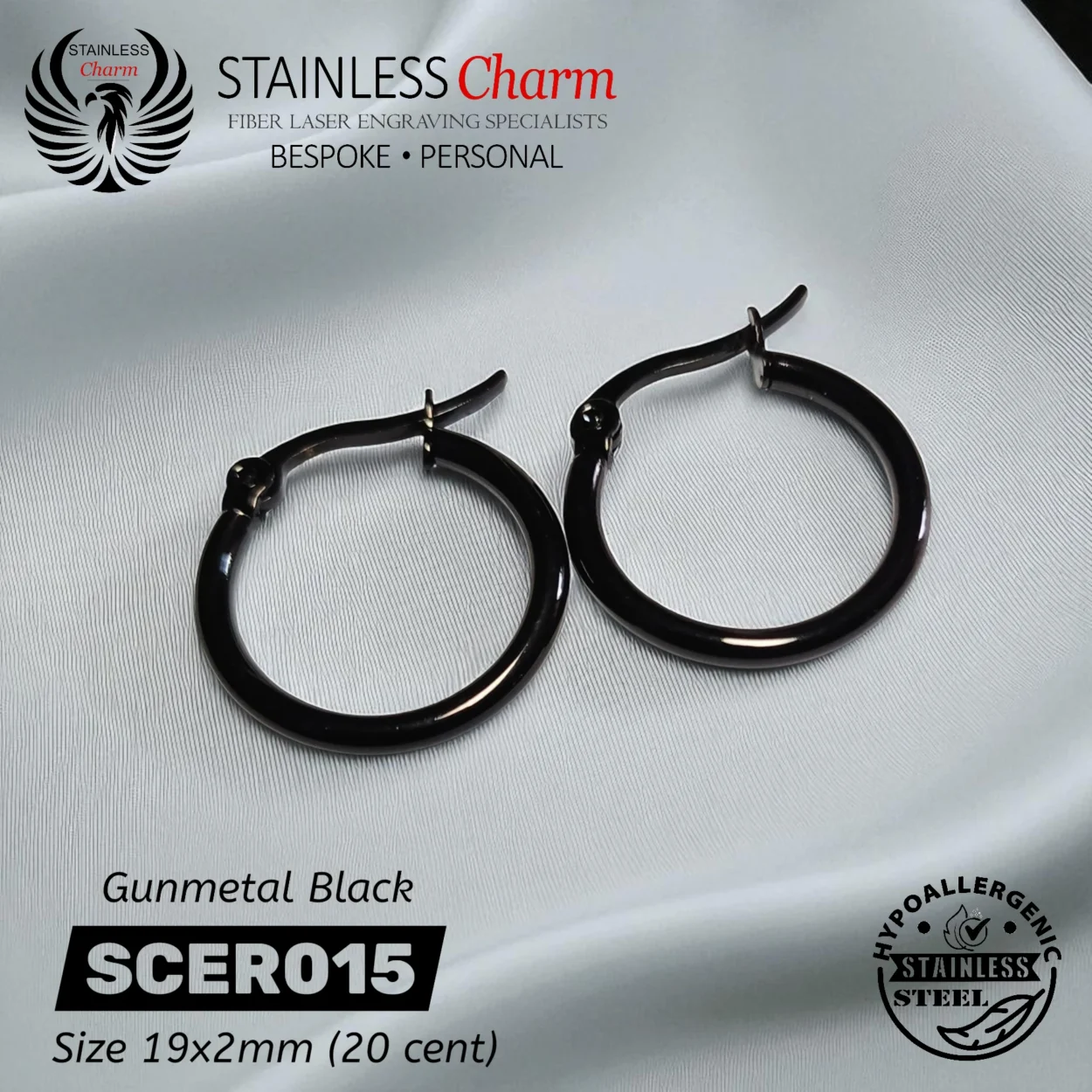 Hoop Gunmetal Earrings - SCER015