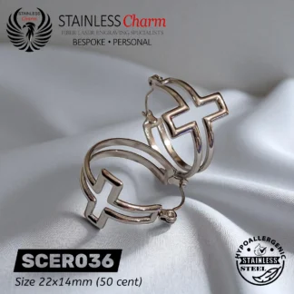 Cross Hoop Earrings - SCER036