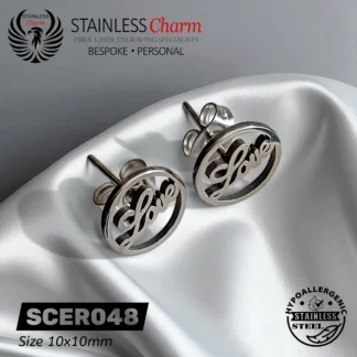 Stud Earrings, Ring with Word Love- SCER048