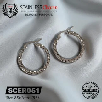 Hoop Earrings Flat with Pattern - SCER051