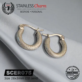 Geometric Textured Hoop Earrings - SCER075