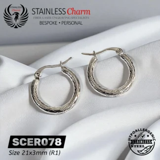 Geometric Textured Hoop Earrings - SCER078