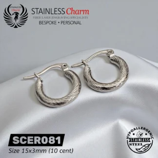Geometric Twist Textured Hoop Earrings - SCER081