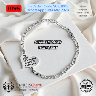 Heart Charm Engraving Bracelet - SCEB003