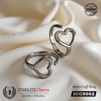 Heart Cuff Ring – SCCR002 – Stainless Charm (Pty) Ltd. T/A MedAlertSA ...