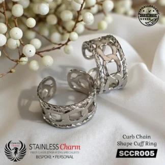 Curb Chain Shape Cuff Ring - SCCR005