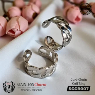 Curb Chain Cuff Ring - SCCR007