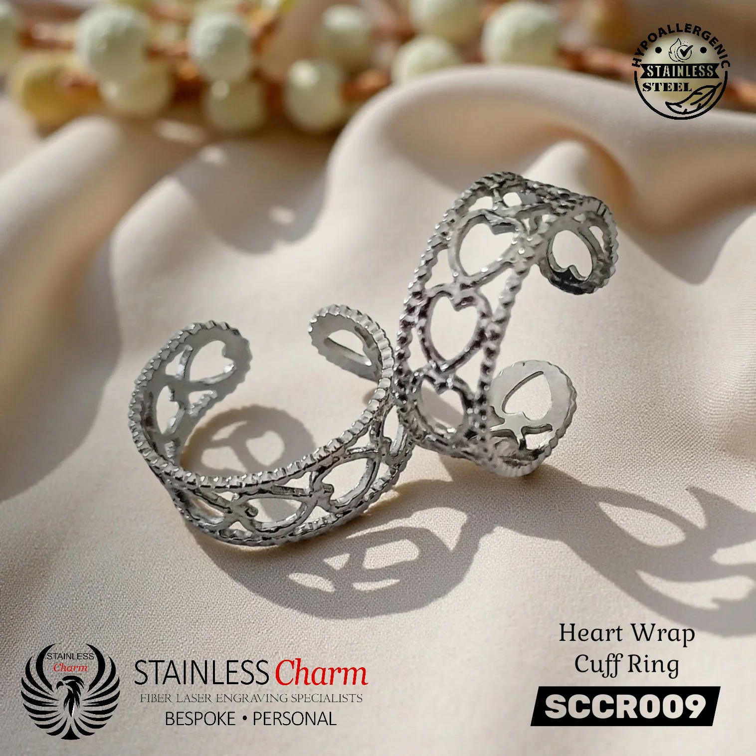 Heart Wrap Cuff Ring - SCCR009